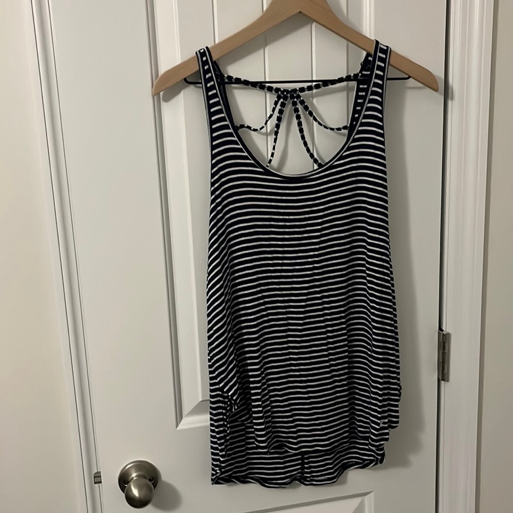 Hollister size medium navy blue and white striped tank